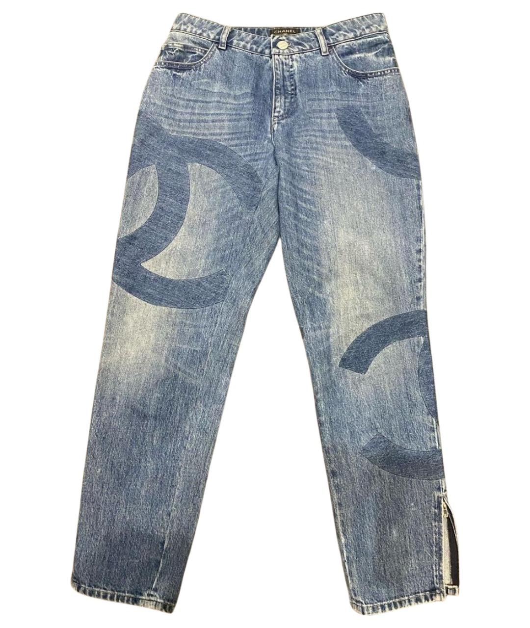 CHANEL Голубые хлопковые прямые джинсы, фото 1