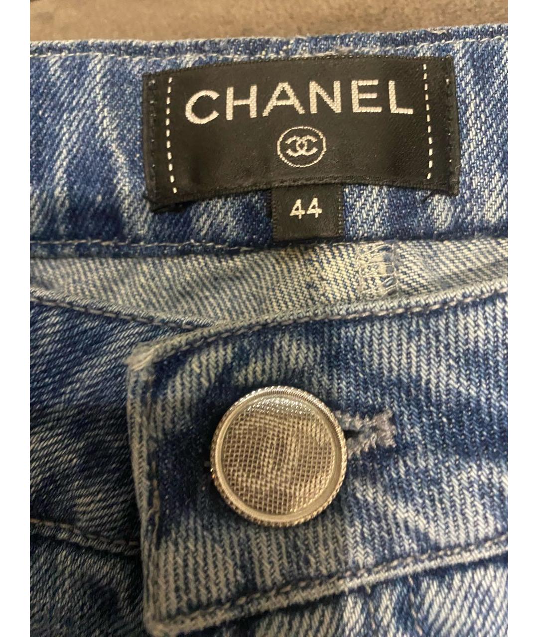 CHANEL Голубые хлопковые прямые джинсы, фото 3