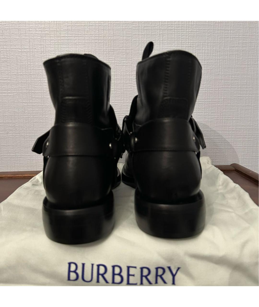 BURBERRY Черные кожаные высокие ботинки, фото 3