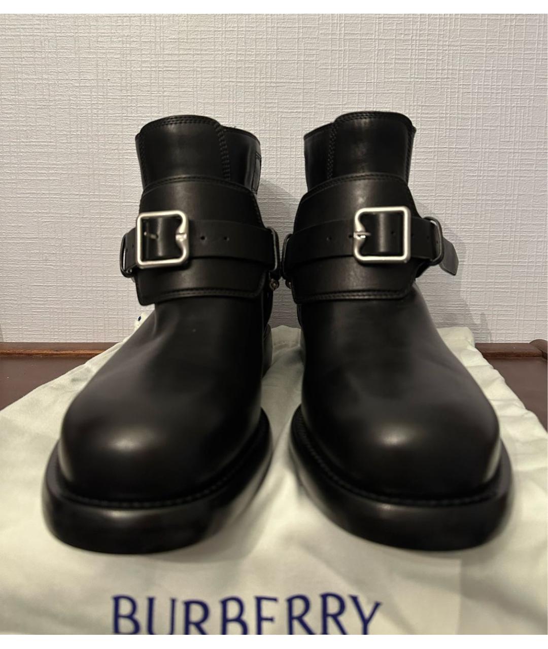 BURBERRY Черные кожаные высокие ботинки, фото 2