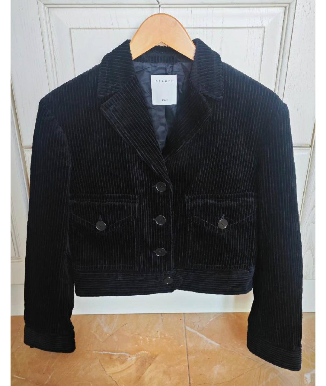 SANDRO Черный хлопковый жакет/пиджак, фото 10