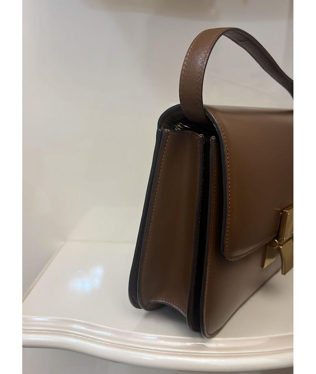 CELINE Коричневая кожаная сумка через плечо, фото 4