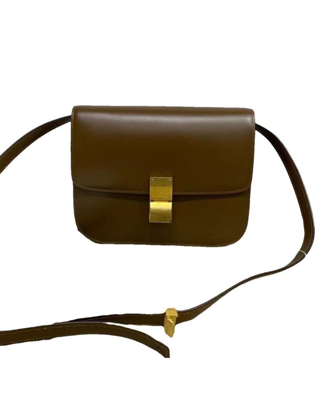 CELINE Коричневая кожаная сумка через плечо, фото 1