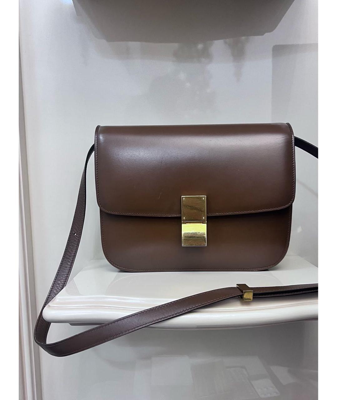 CELINE Коричневая кожаная сумка через плечо, фото 8
