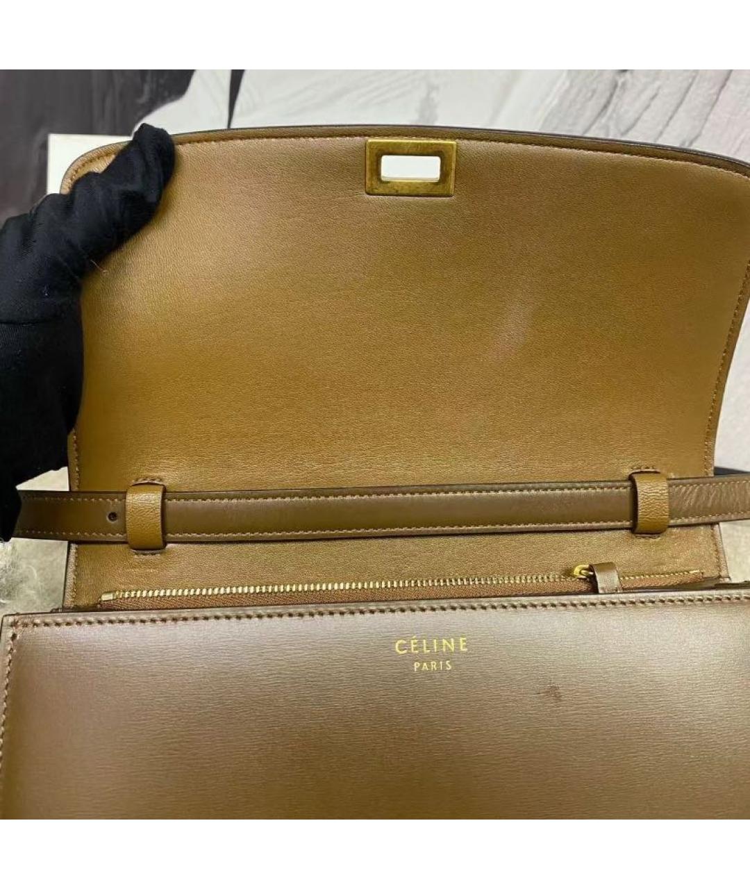 CELINE Коричневая кожаная сумка через плечо, фото 3