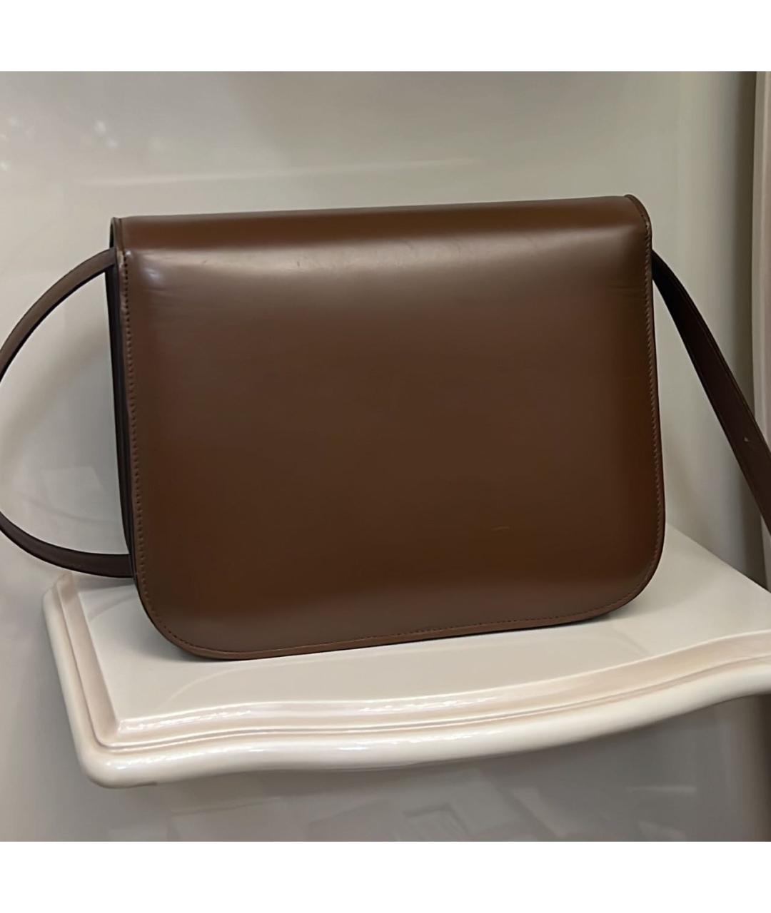 CELINE Коричневая кожаная сумка через плечо, фото 7