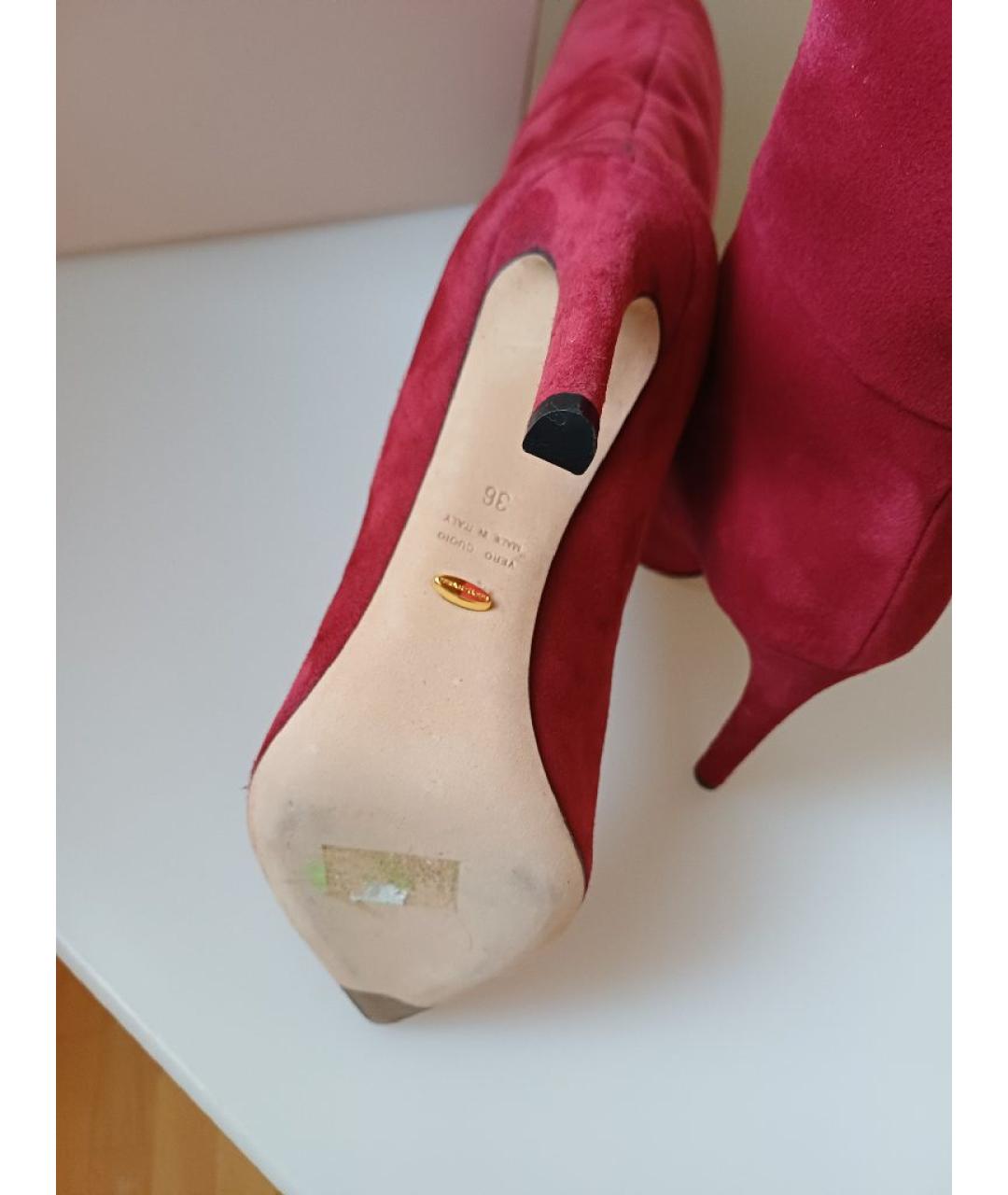 SERGIO ROSSI Красные замшевые сапоги, фото 9