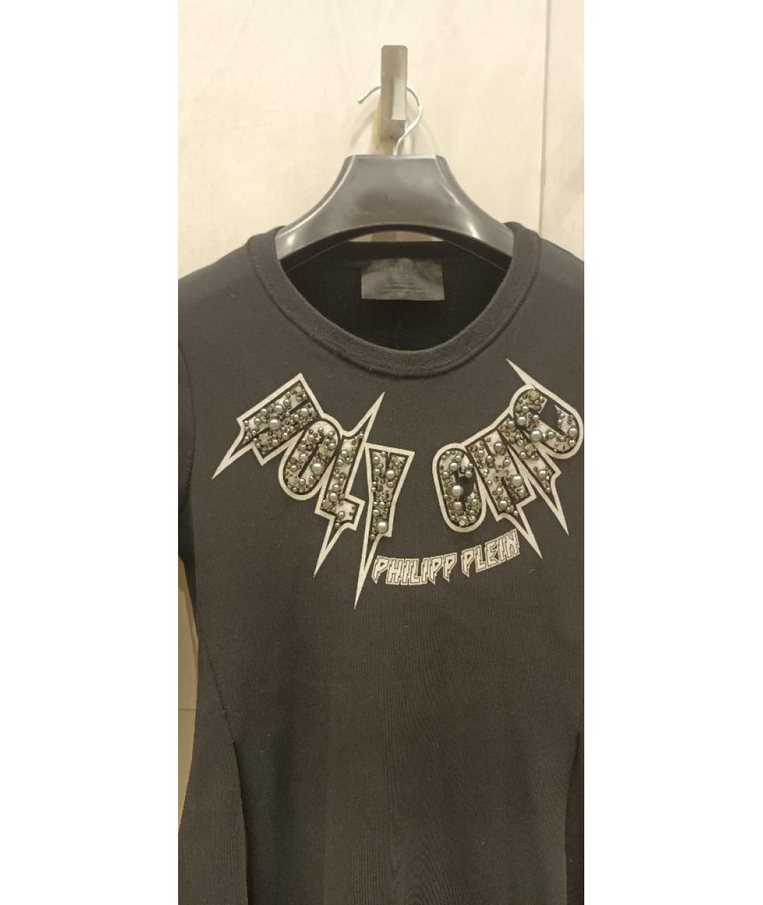 PHILIPP PLEIN Черное шерстяное повседневное платье, фото 3