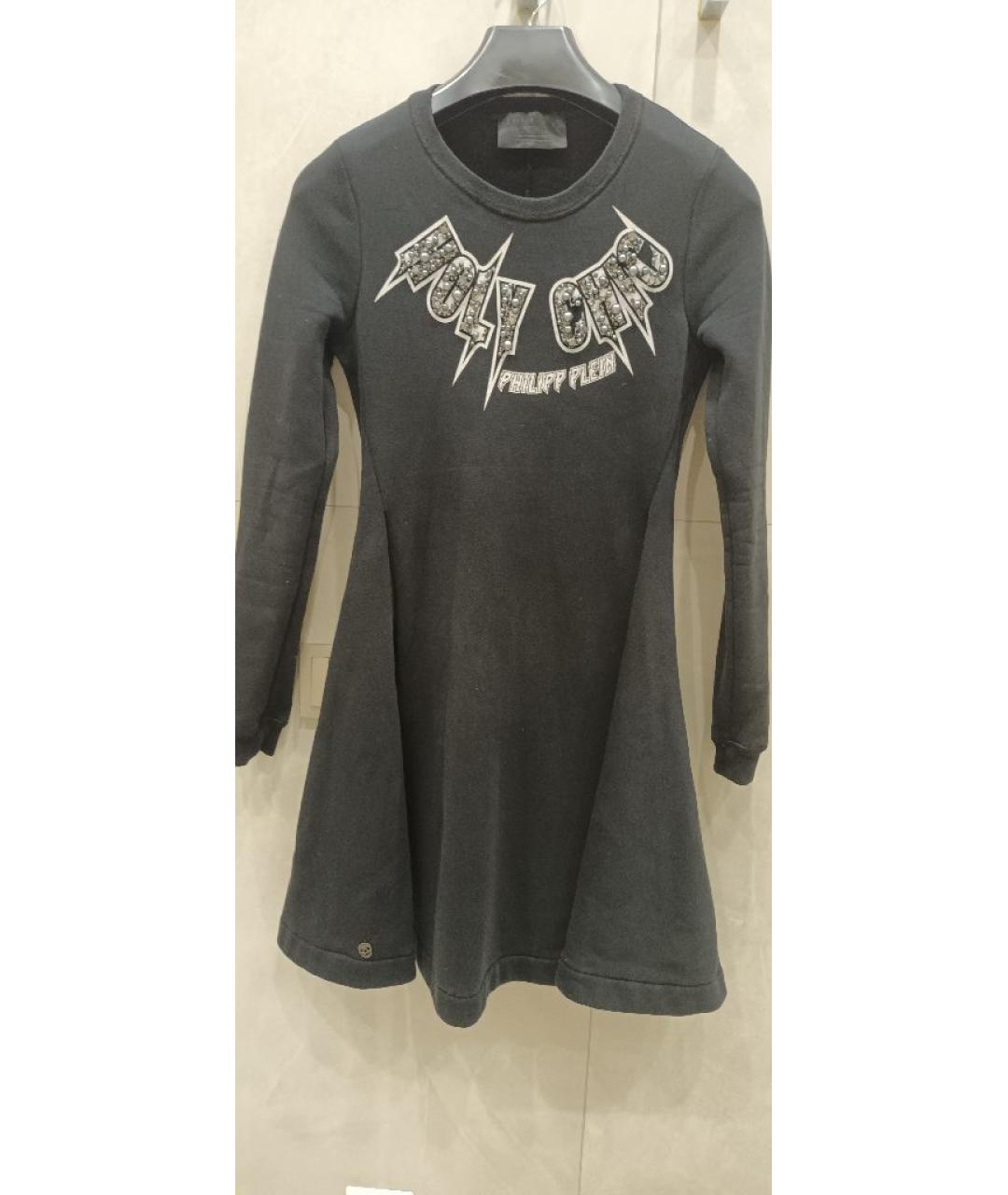 PHILIPP PLEIN Черное шерстяное повседневное платье, фото 5