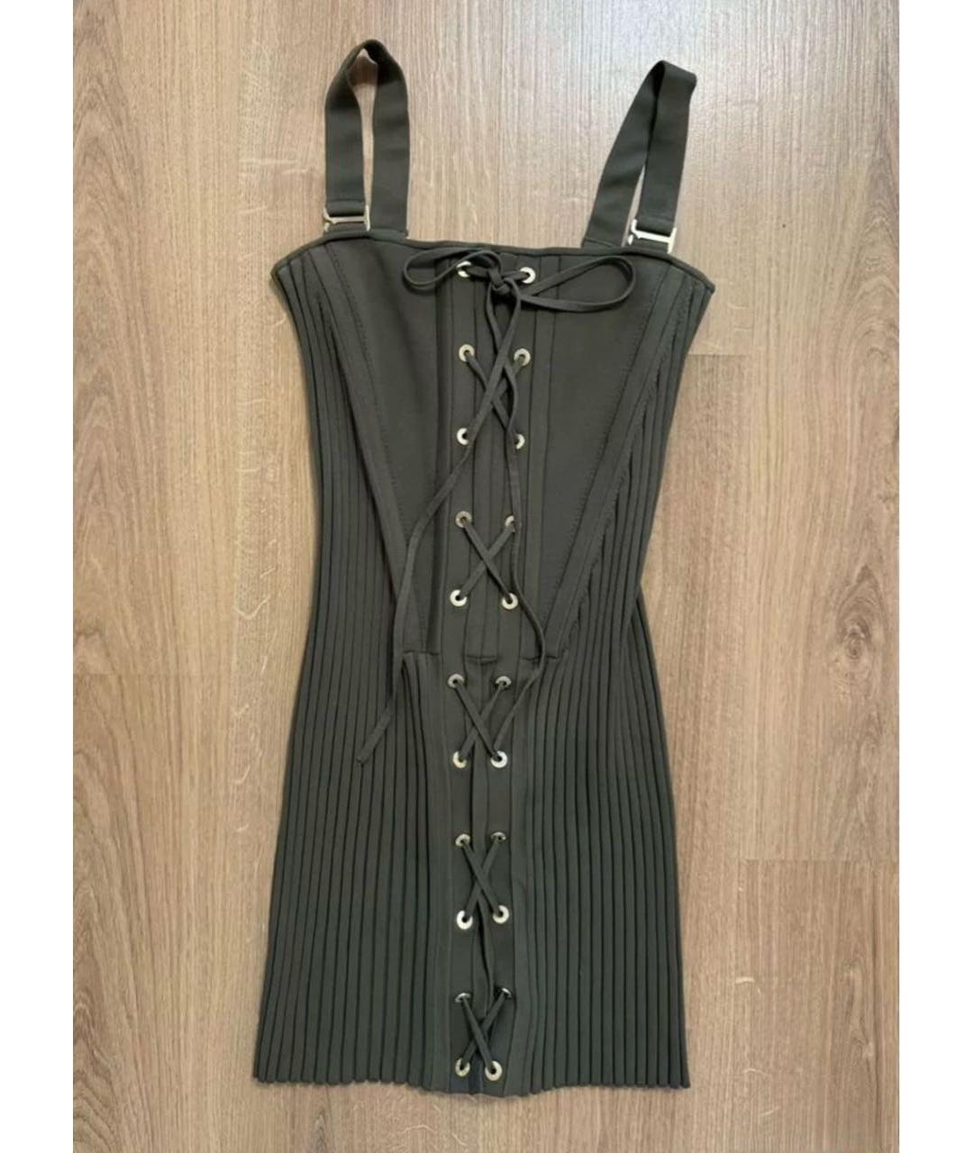 DION LEE Хаки хлопковое коктейльное платье, фото 2