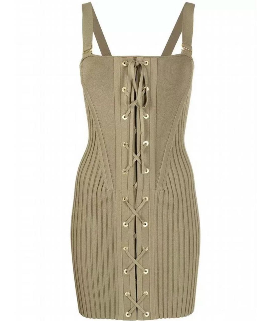 DION LEE Хаки хлопковое коктейльное платье, фото 6