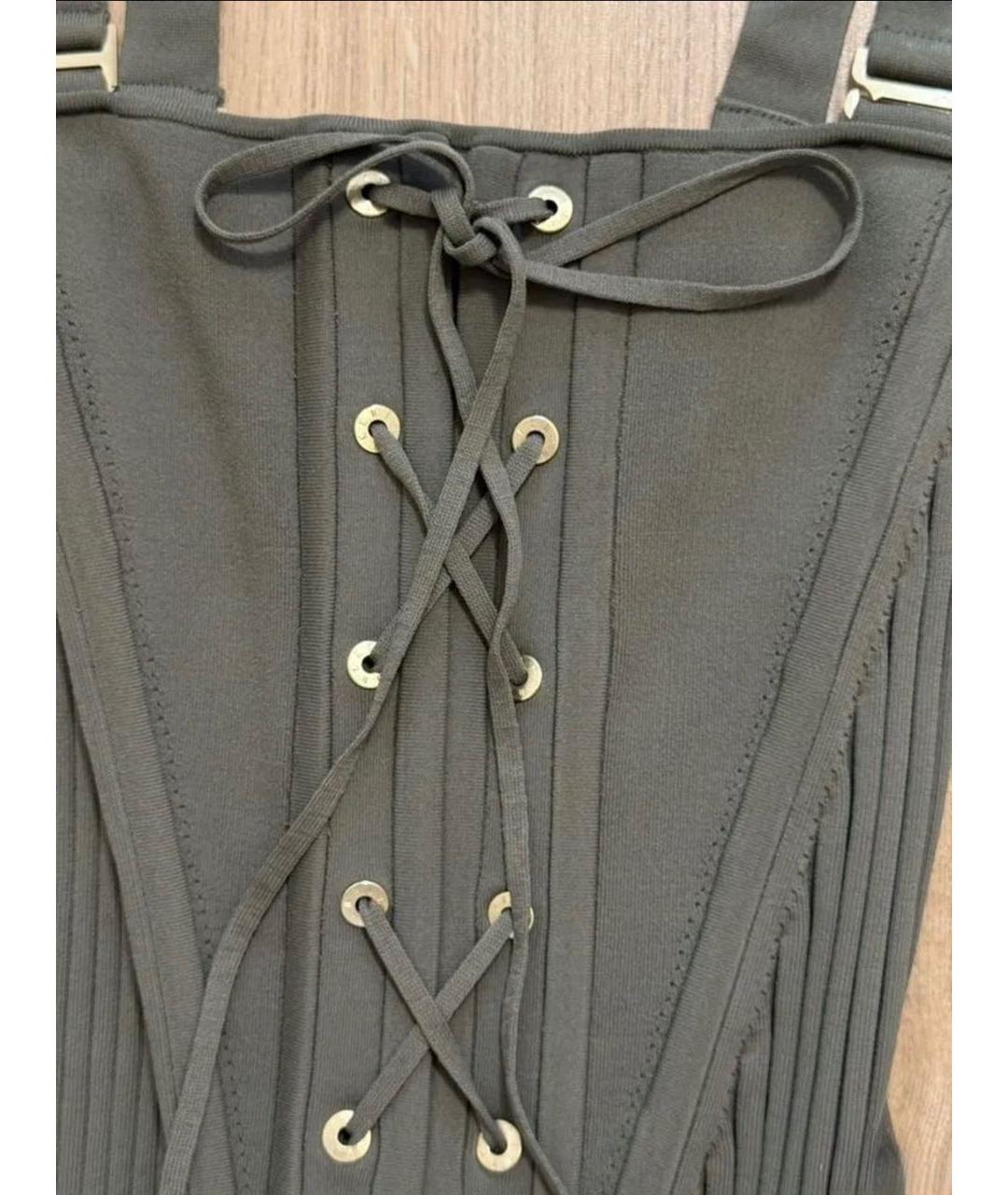 DION LEE Хаки хлопковое коктейльное платье, фото 4