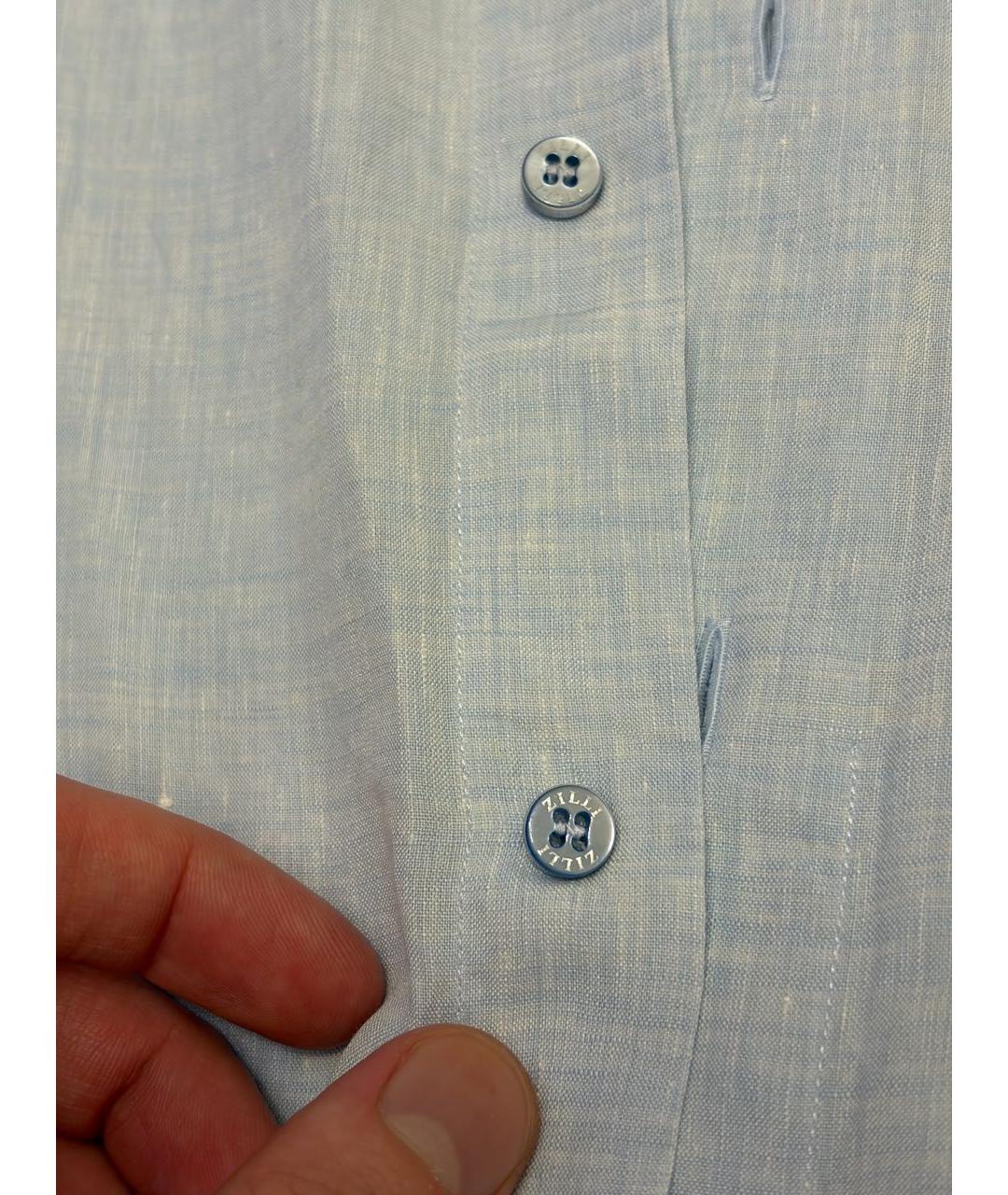 ZILLI Голубая льняная кэжуал рубашка, фото 4