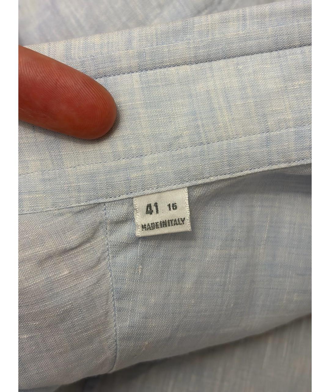 ZILLI Голубая льняная кэжуал рубашка, фото 5