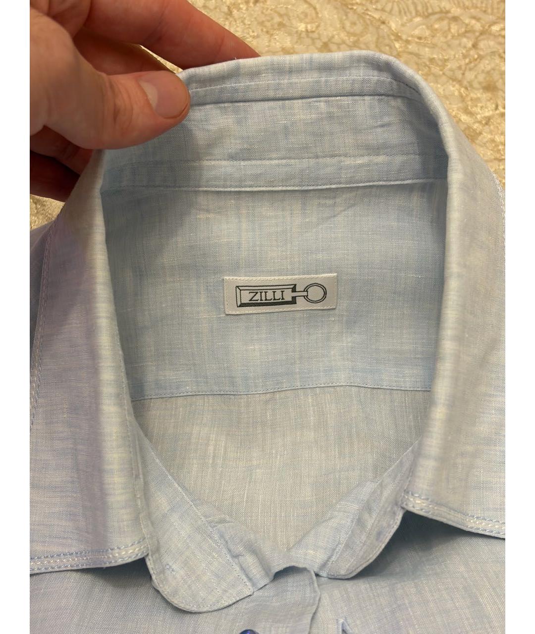 ZILLI Голубая льняная кэжуал рубашка, фото 2