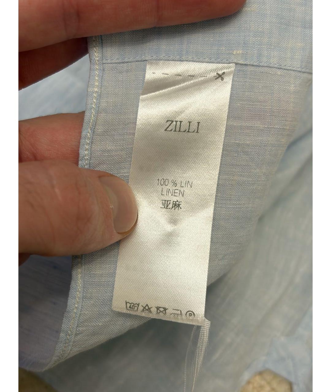 ZILLI Голубая льняная кэжуал рубашка, фото 3