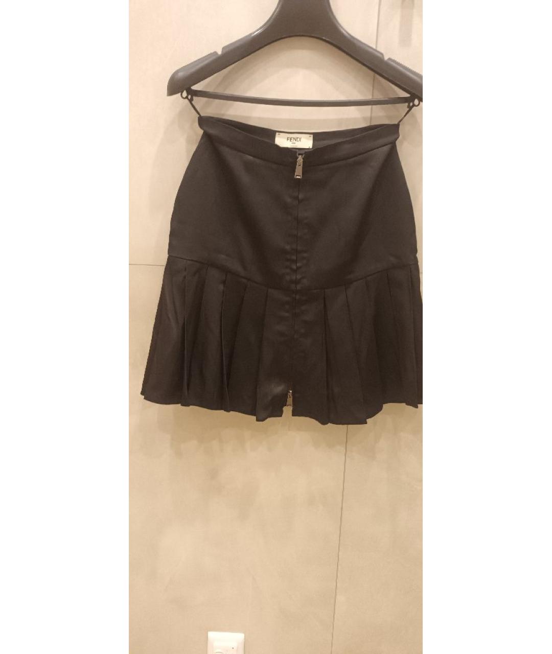 FENDI Черная хлопковая юбка миди, фото 2