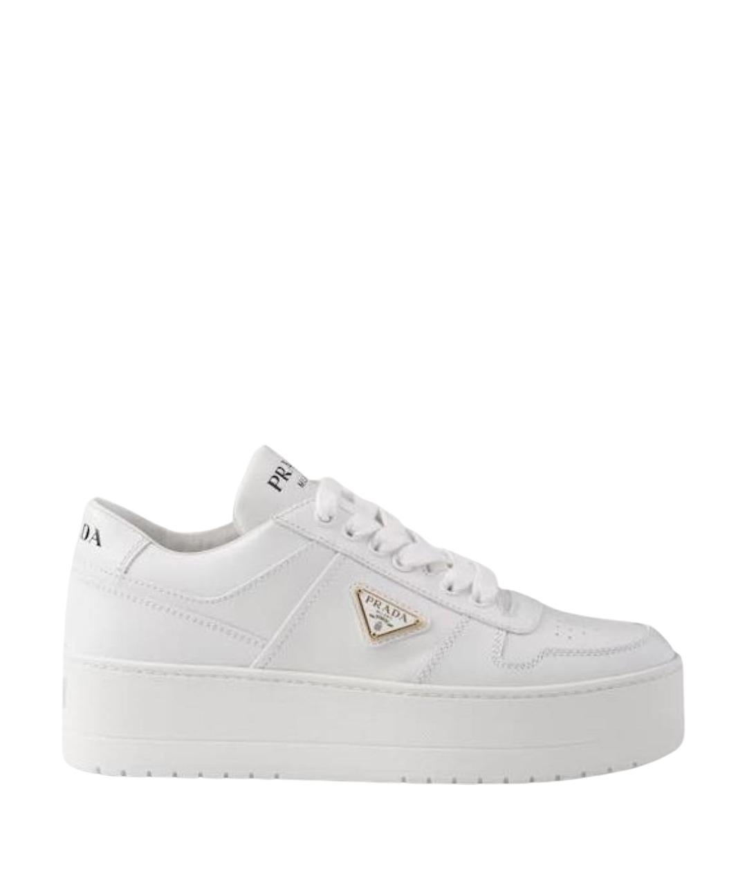 PRADA Белые кожаные кеды, фото 1