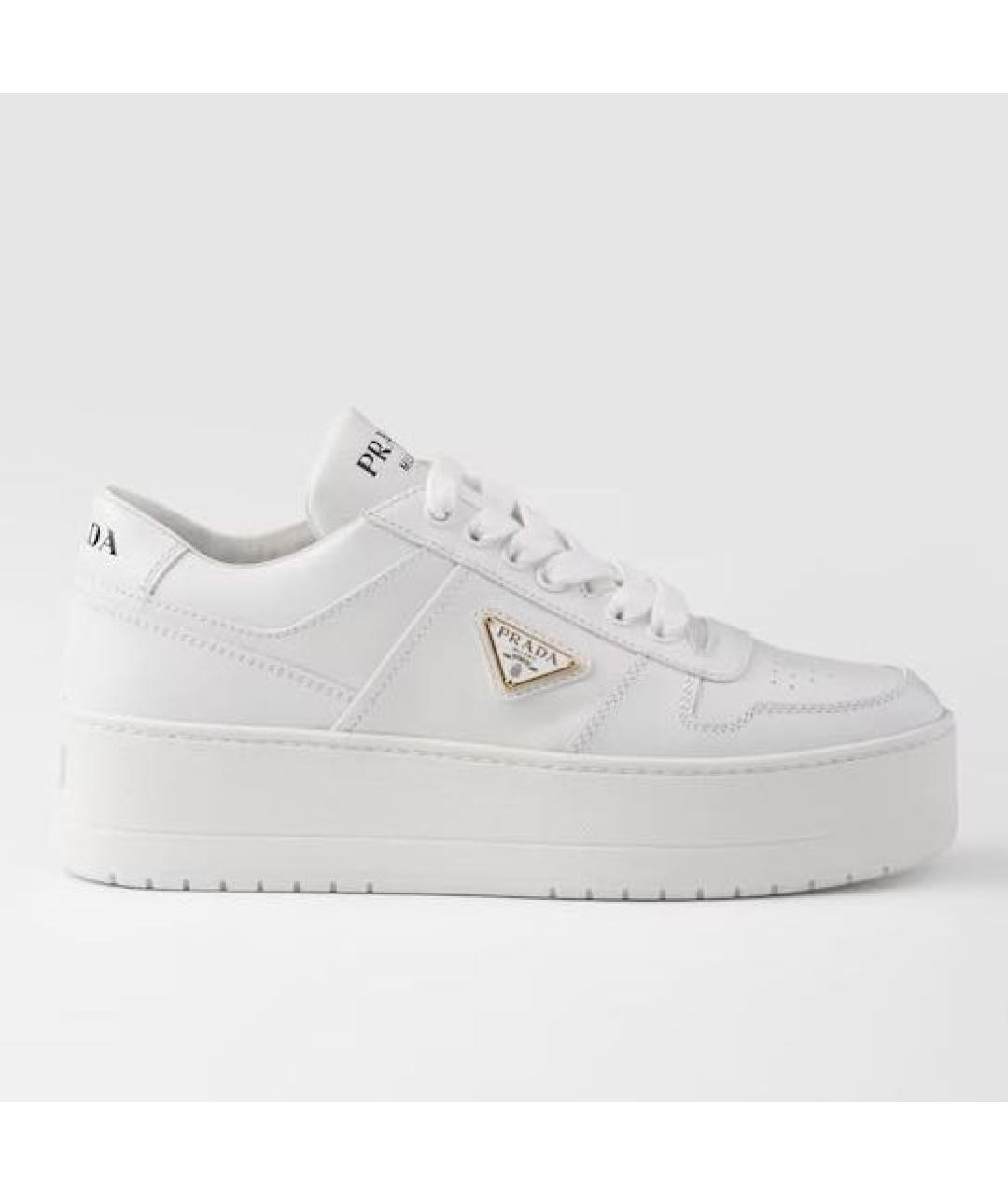 PRADA Белые кожаные кеды, фото 4