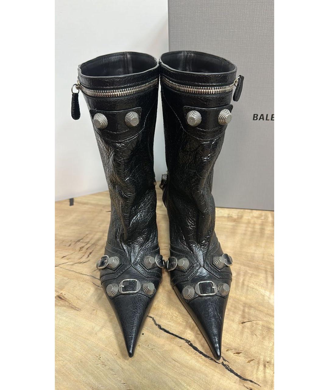 BALENCIAGA Черные кожаные ботильоны, фото 3