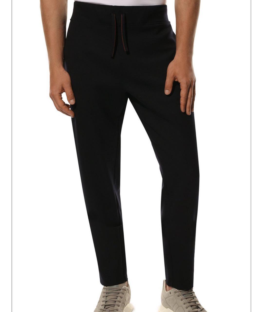 LORO PIANA Темно-синие шерстяные повседневные брюки, фото 2