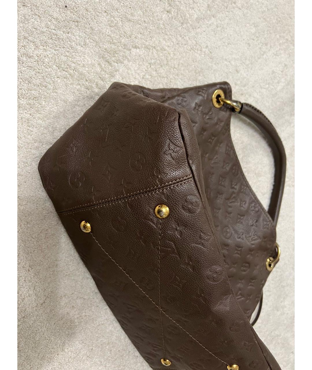 LOUIS VUITTON Коричневая кожаная сумка с короткими ручками, фото 4