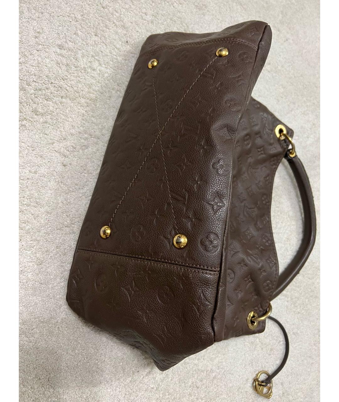 LOUIS VUITTON Коричневая кожаная сумка с короткими ручками, фото 3