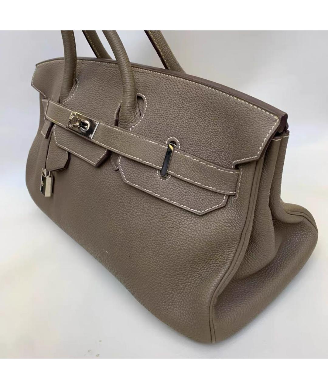 HERMES Коричневая кожаная сумка с короткими ручками, фото 3