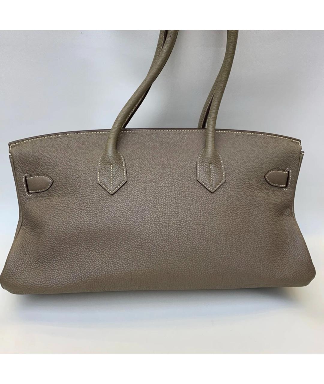 HERMES Коричневая кожаная сумка с короткими ручками, фото 7