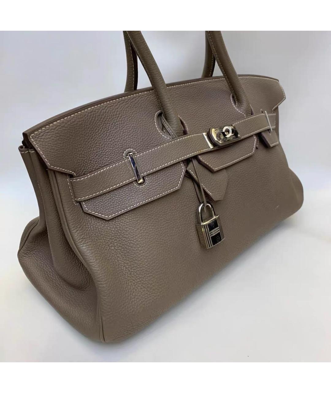 HERMES Коричневая кожаная сумка с короткими ручками, фото 2