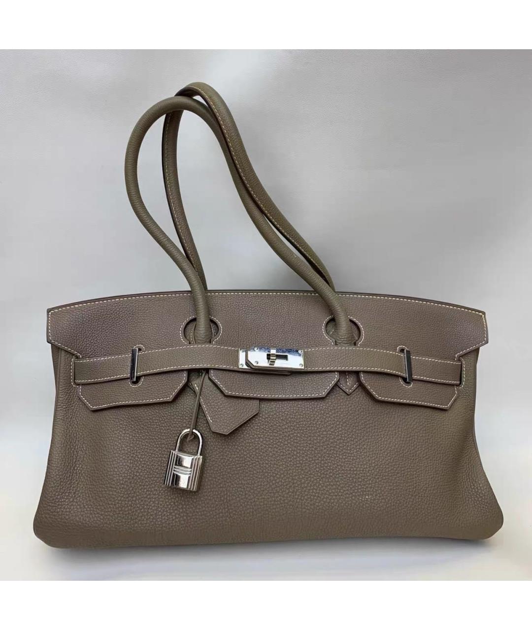 HERMES Коричневая кожаная сумка с короткими ручками, фото 9
