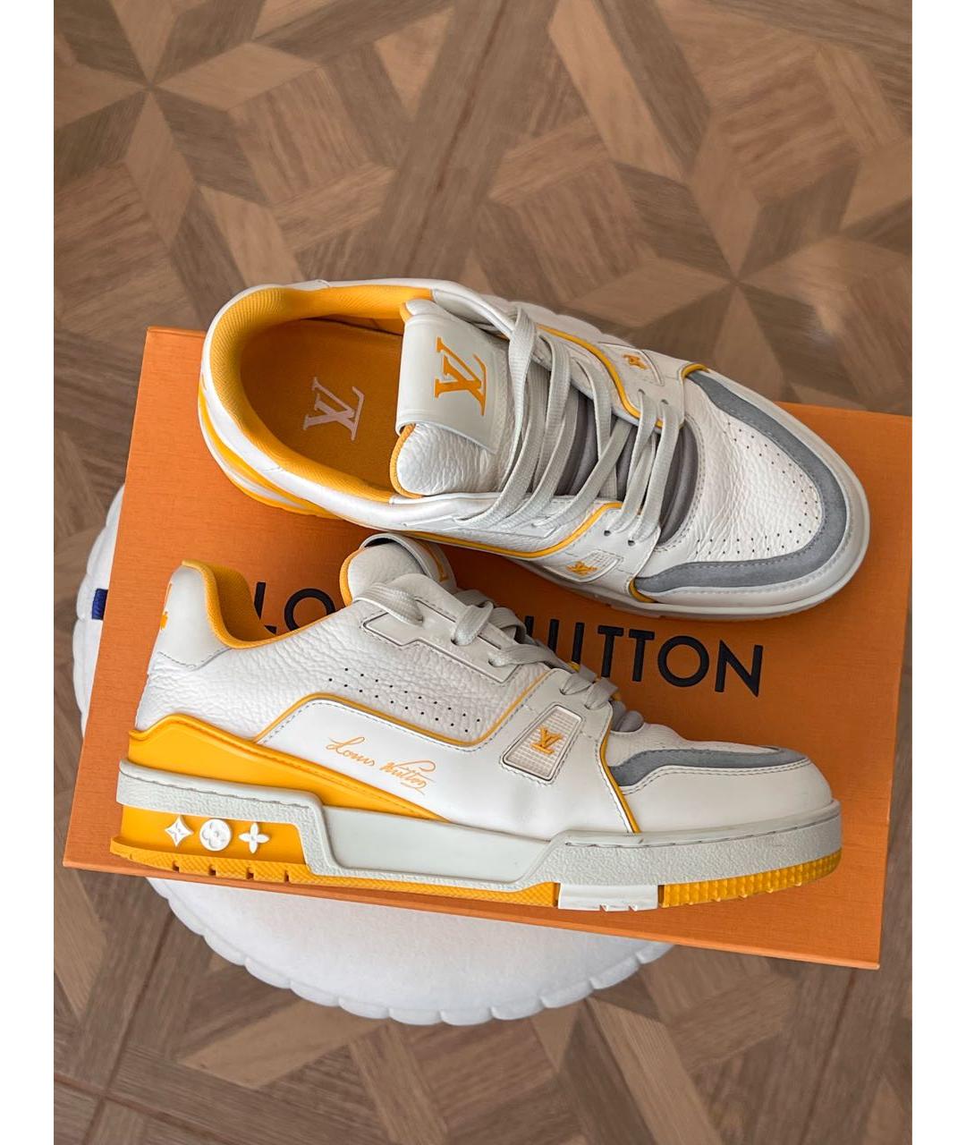 LOUIS VUITTON Оранжевое кожаные кеды, фото 5