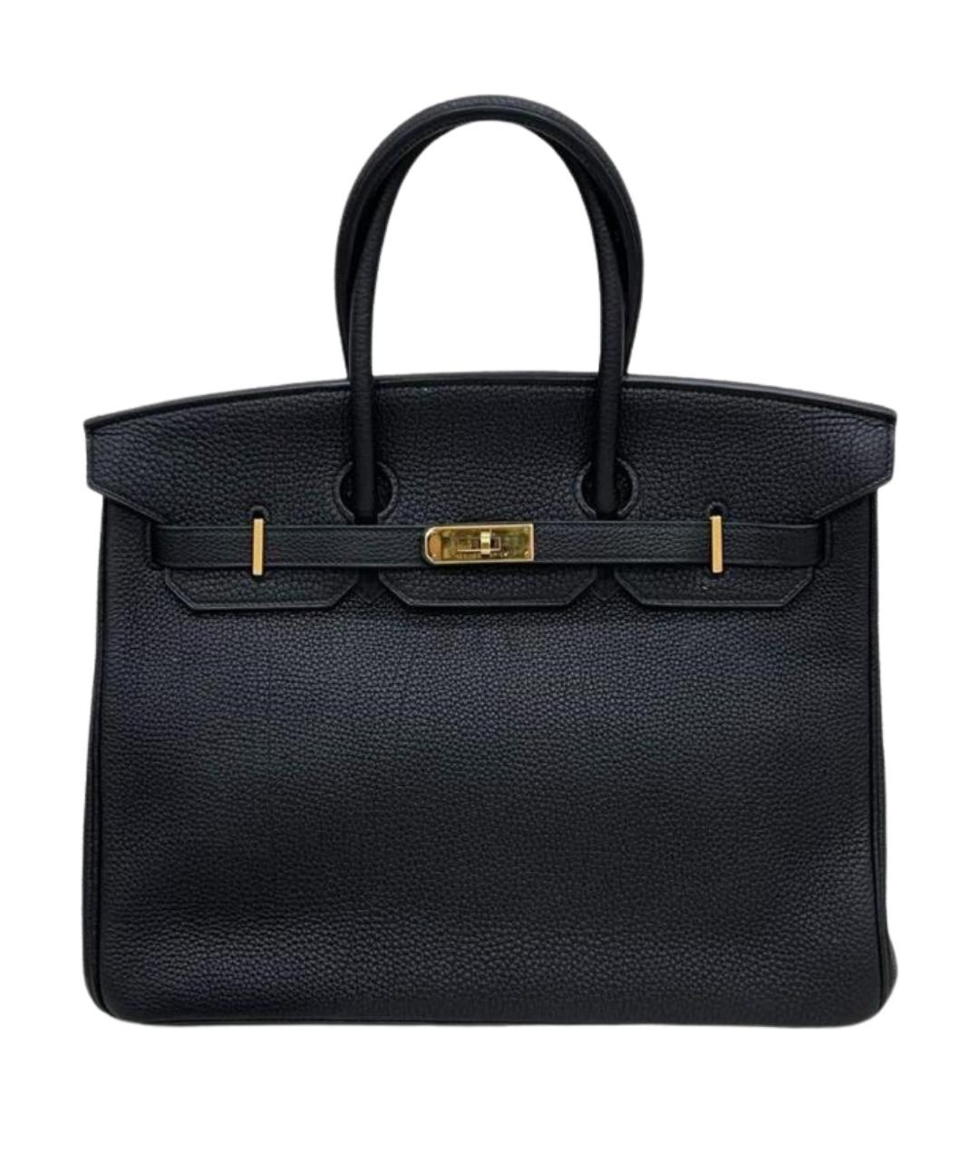 HERMES Черная кожаная сумка с короткими ручками, фото 1