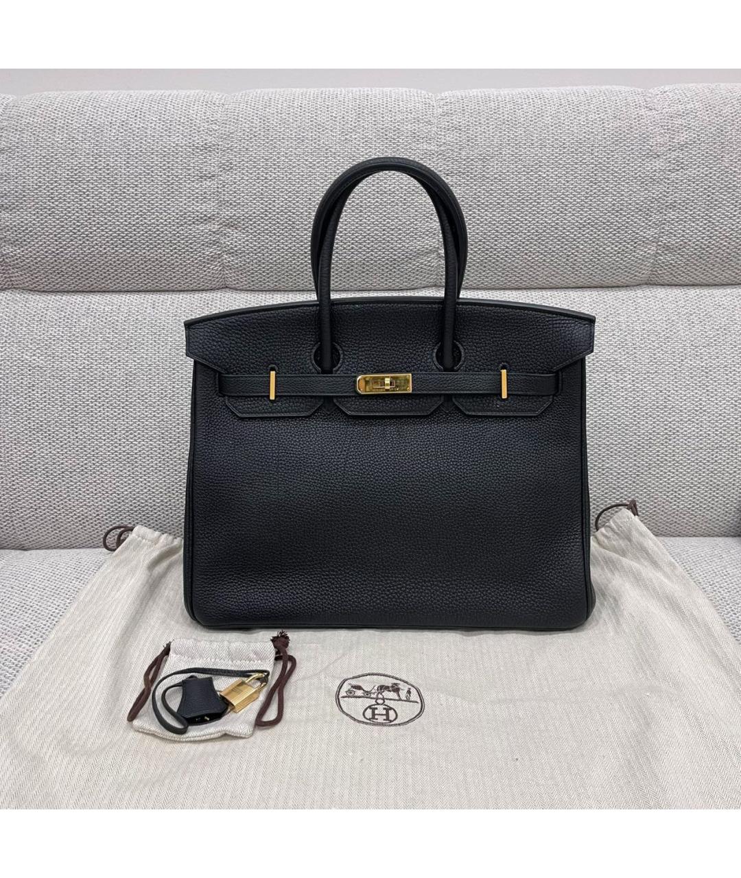 HERMES Черная кожаная сумка с короткими ручками, фото 9