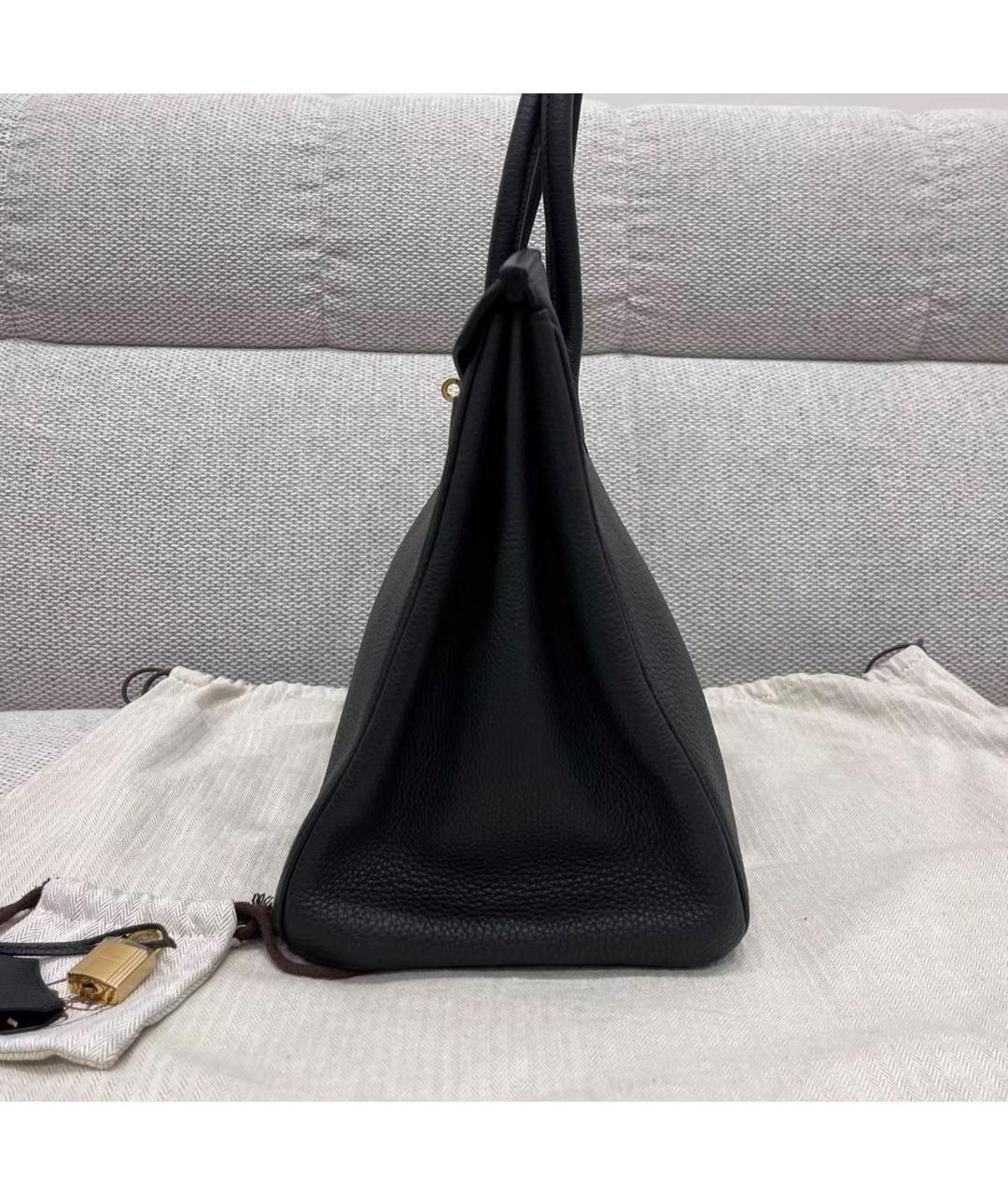 HERMES Черная кожаная сумка с короткими ручками, фото 6
