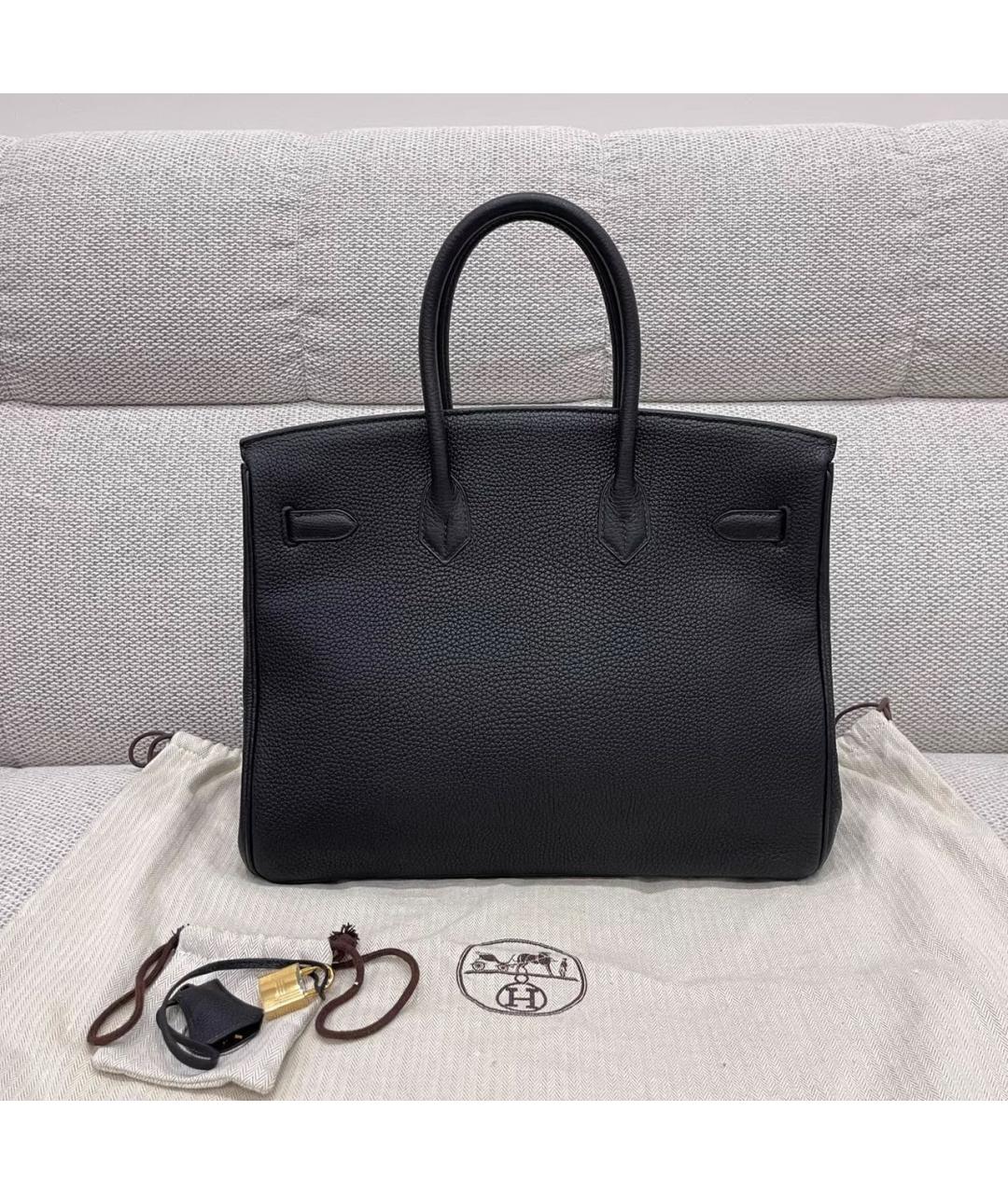 HERMES Черная кожаная сумка с короткими ручками, фото 2