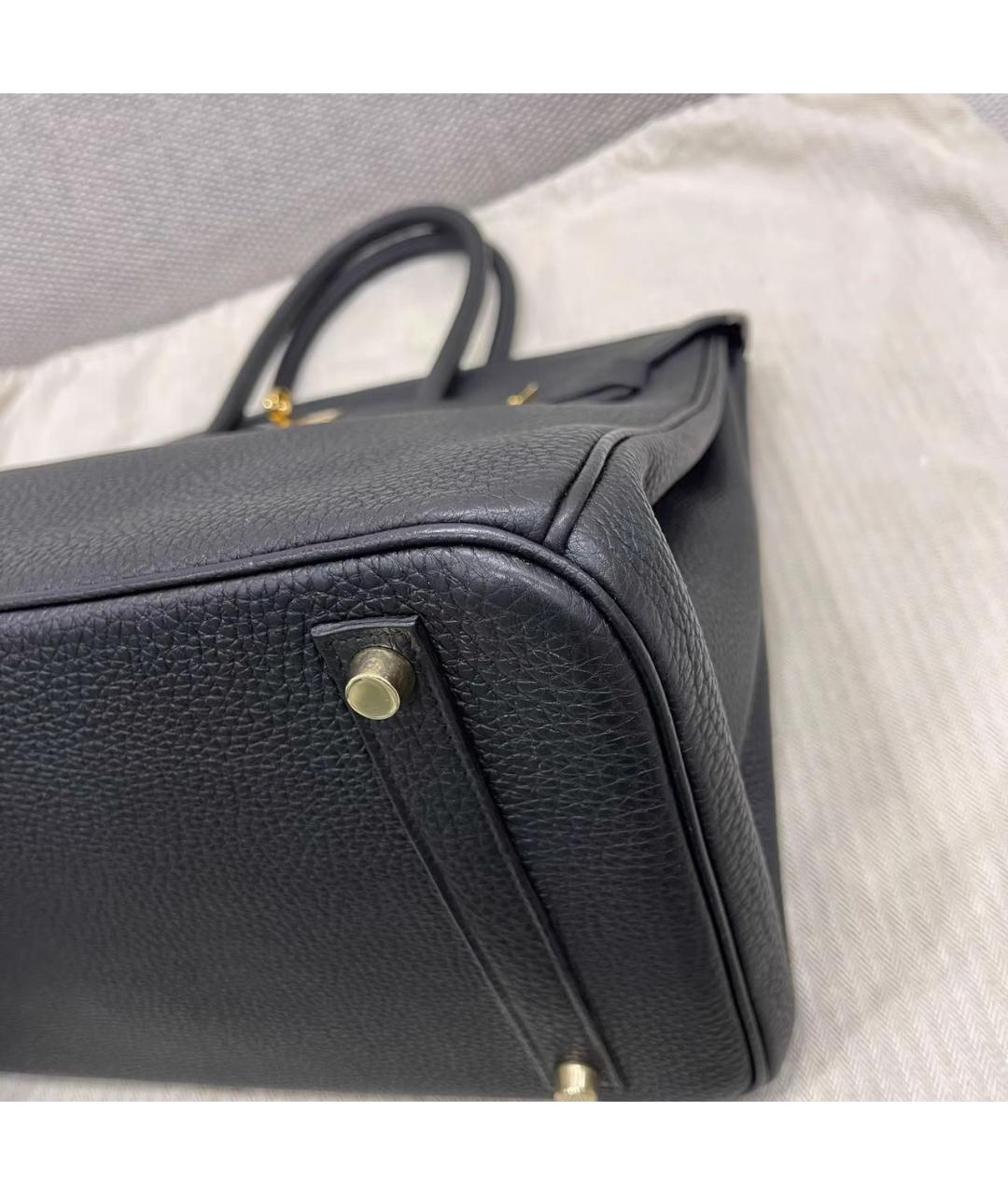 HERMES Черная кожаная сумка с короткими ручками, фото 5