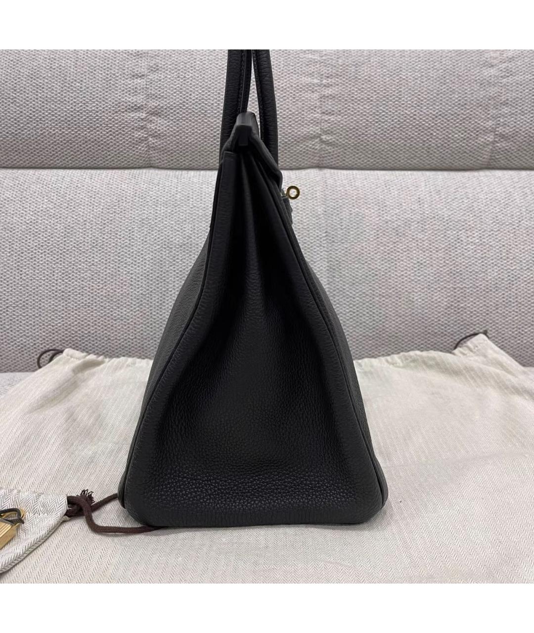 HERMES Черная кожаная сумка с короткими ручками, фото 7