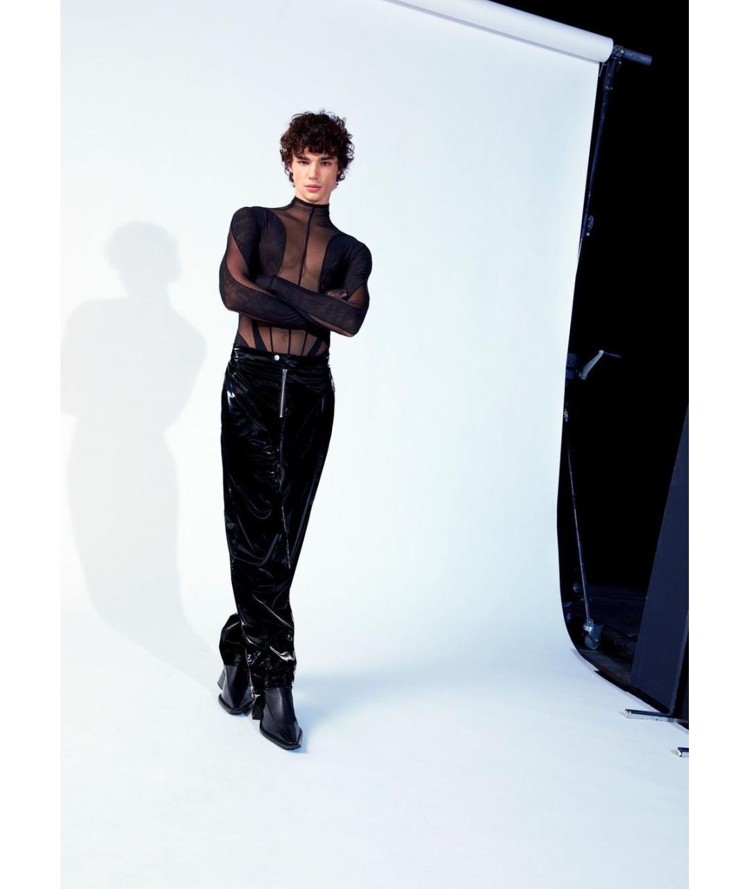 MUGLER Черные полиэстеровые повседневные брюки, фото 9