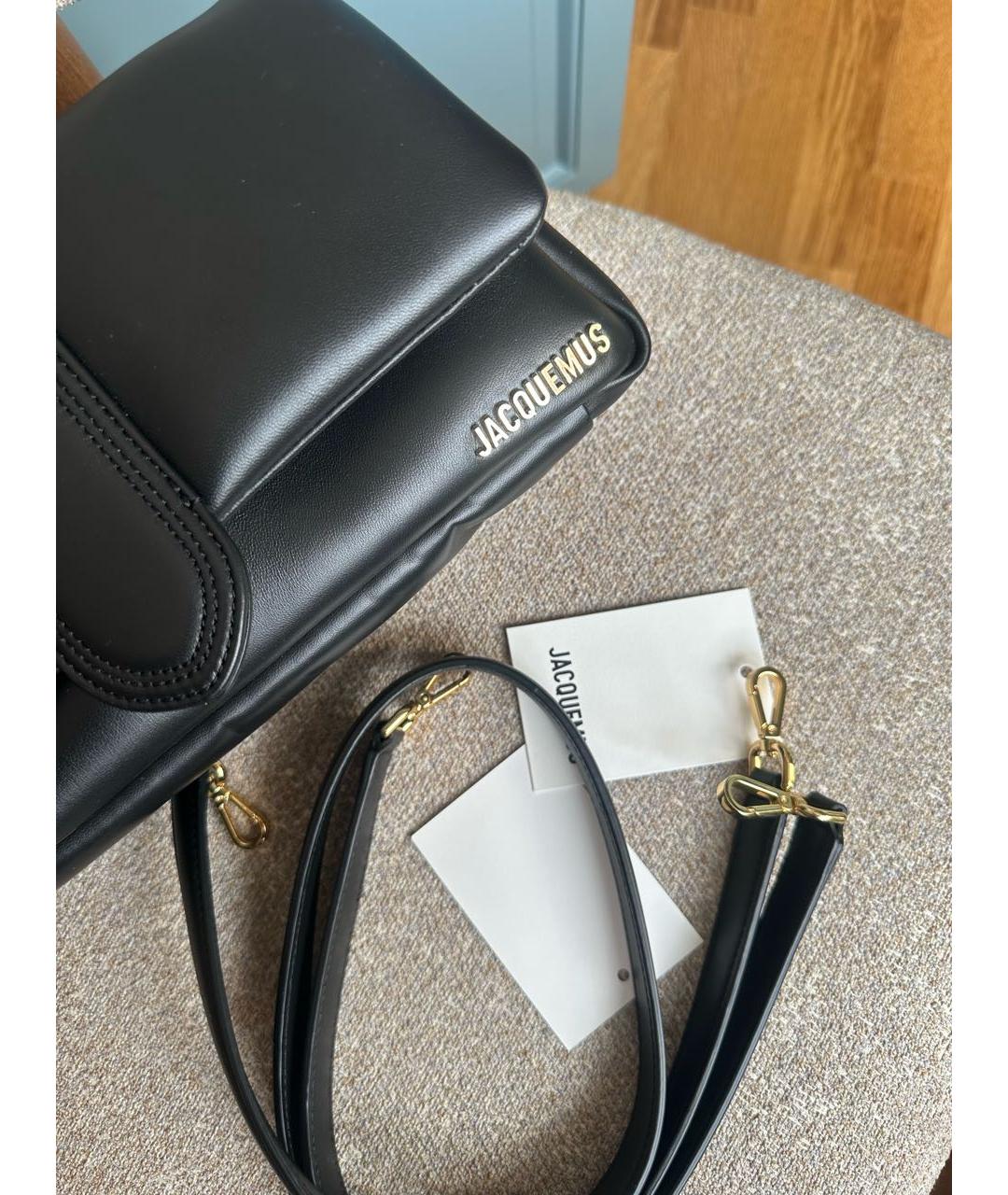 JACQUEMUS Черная кожаная сумка через плечо, фото 2