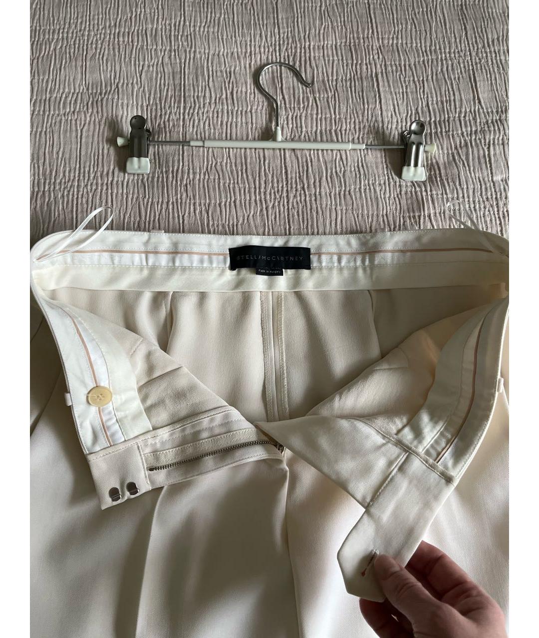 STELLA MCCARTNEY Белые шерстяные прямые брюки, фото 3