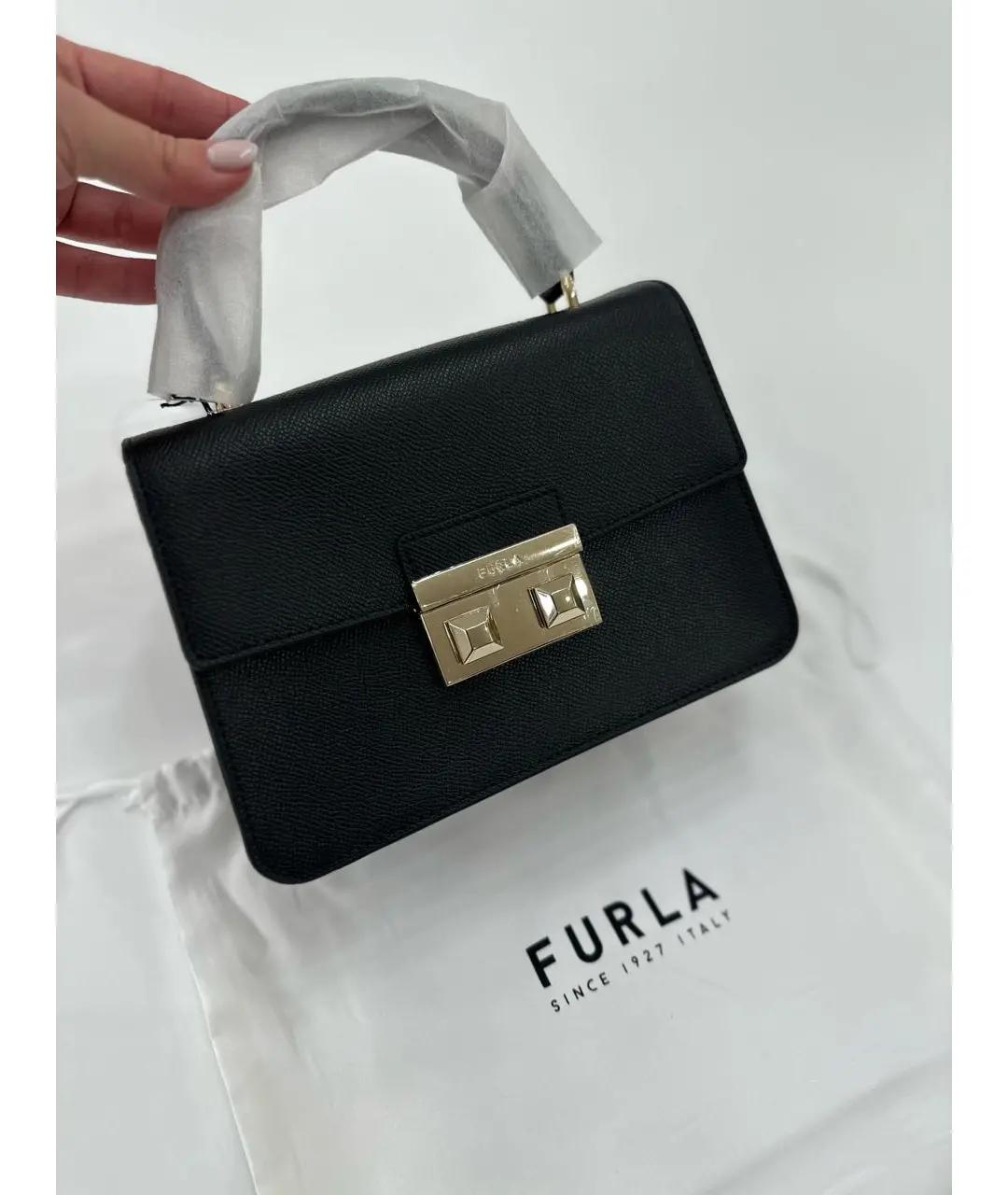 FURLA Черная кожаная сумка с короткими ручками, фото 2