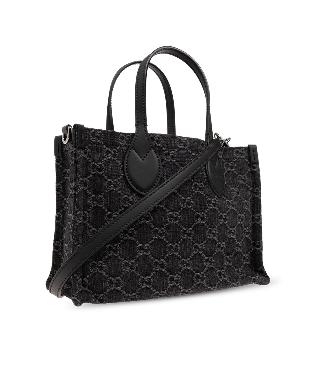 GUCCI Черная тканевая сумка с короткими ручками, фото 2