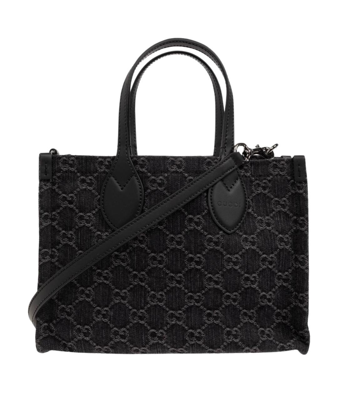 GUCCI Черная тканевая сумка с короткими ручками, фото 1