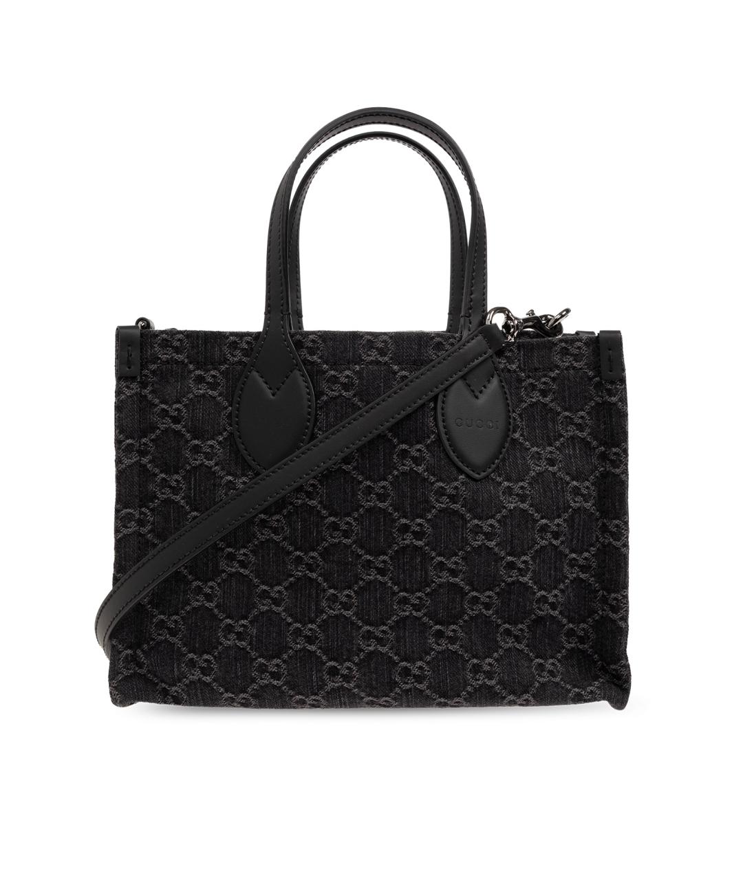 GUCCI Черная тканевая сумка с короткими ручками, фото 6