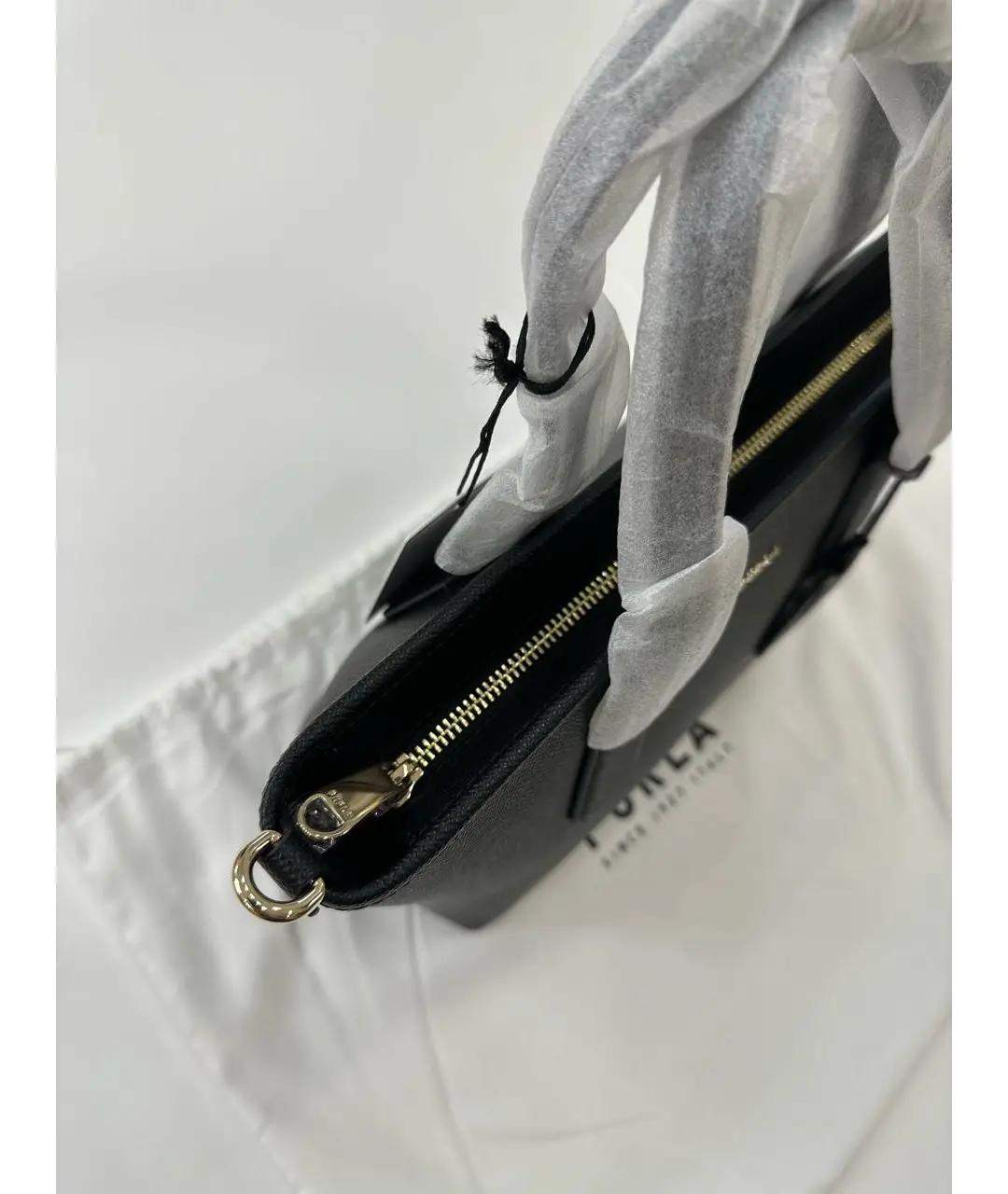 FURLA Черная кожаная сумка с короткими ручками, фото 4