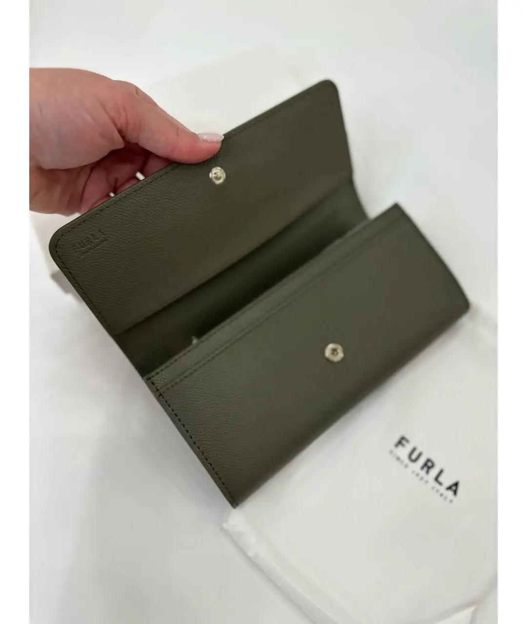 FURLA Хаки кожаный кошелек, фото 3