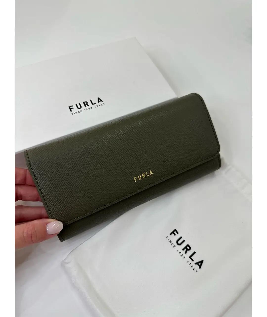 FURLA Хаки кожаный кошелек, фото 2