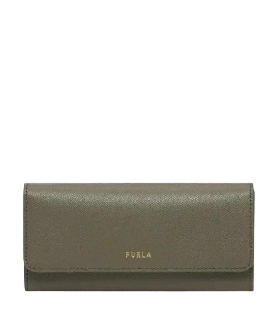 FURLA Хаки кожаный кошелек, фото 1