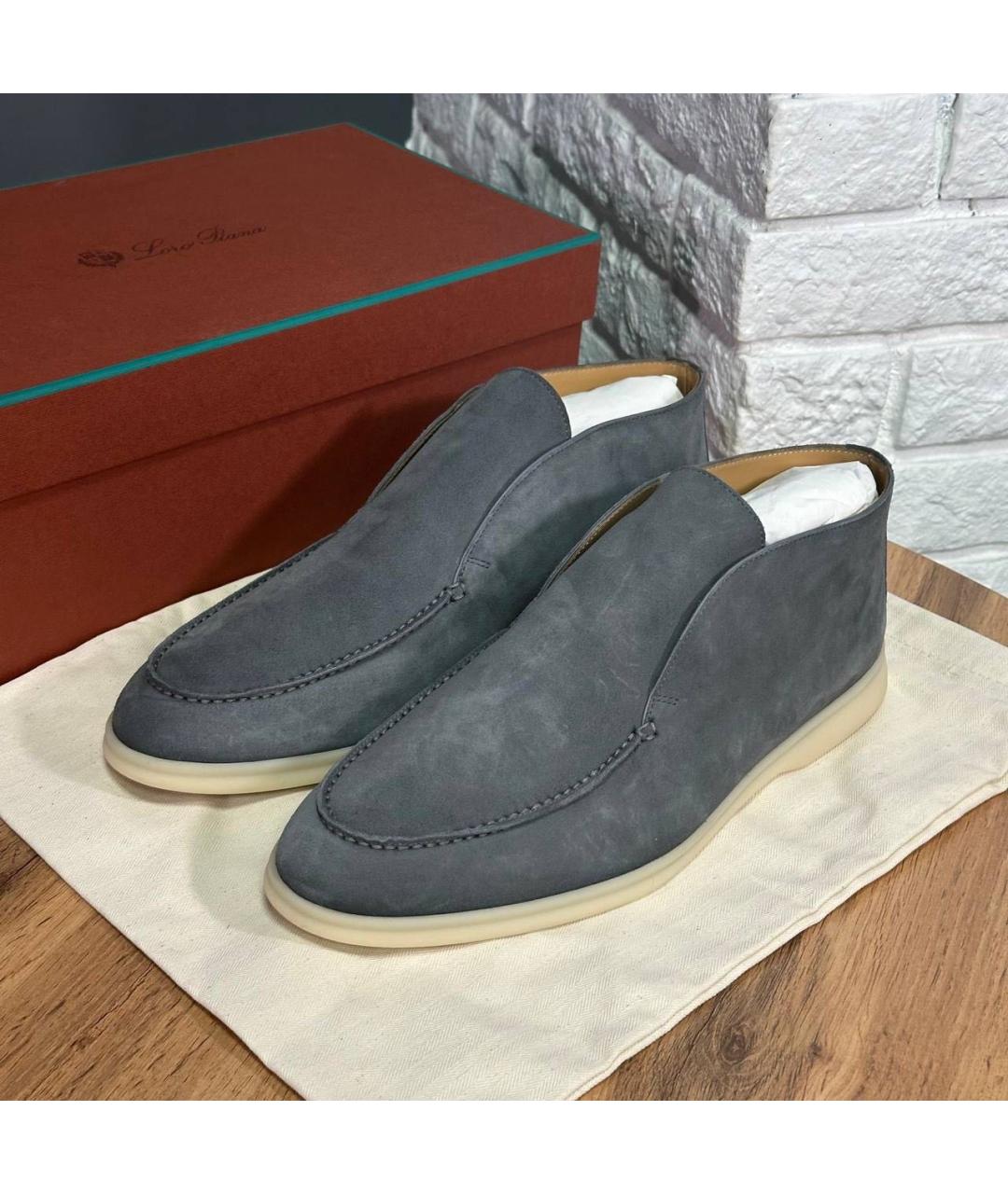 LORO PIANA Серые замшевые лоферы, фото 2